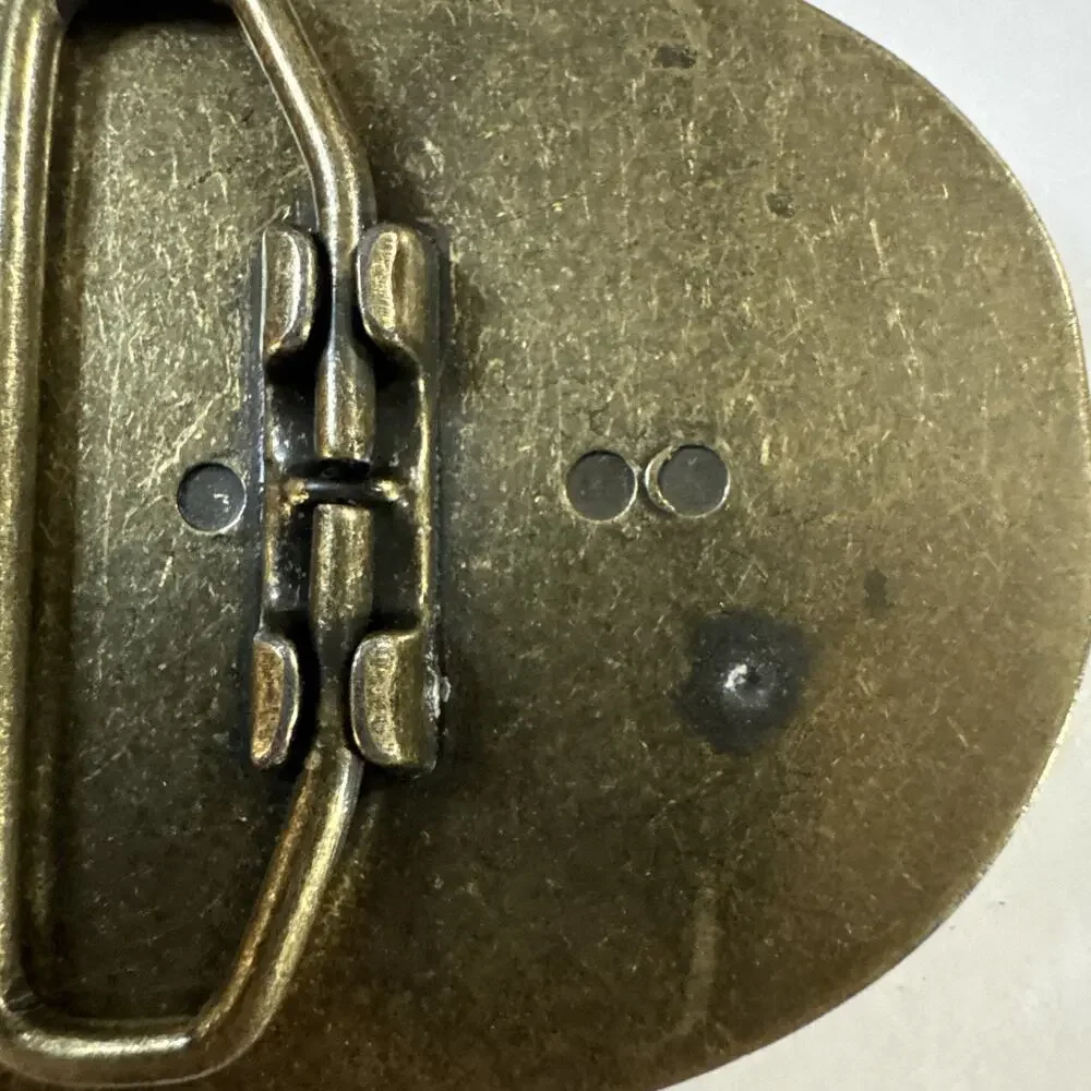 Vintage Alaska Leather Belt Buckle: Sled Dogs Mushing Made in USA